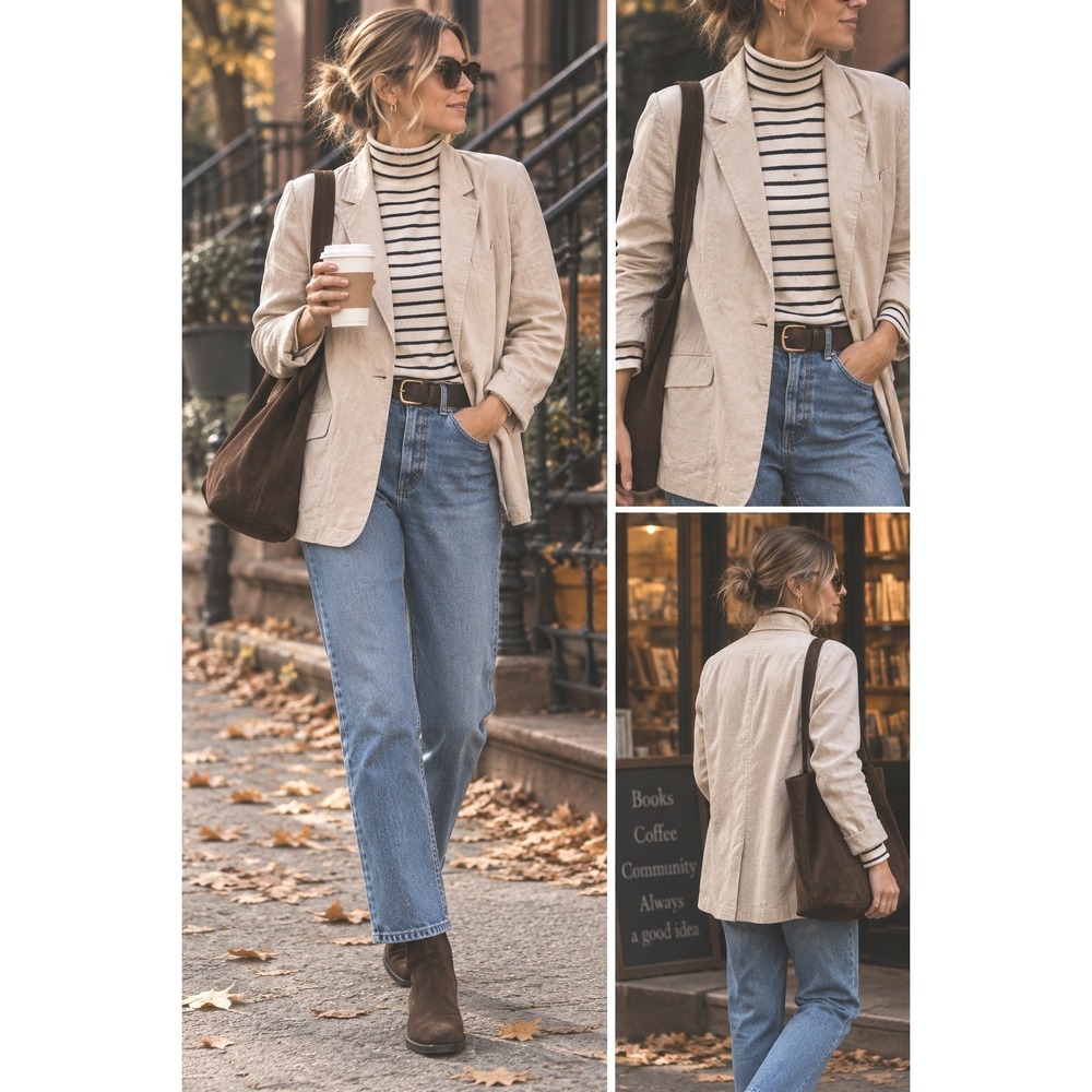 Spiegel jacket xl boxy luxe linen diana style fall seaside loose fit neutral ec